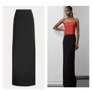Ralph Lauren Collection Purple Label Black Maxi Pencil Skirt Long Satin Runway 6